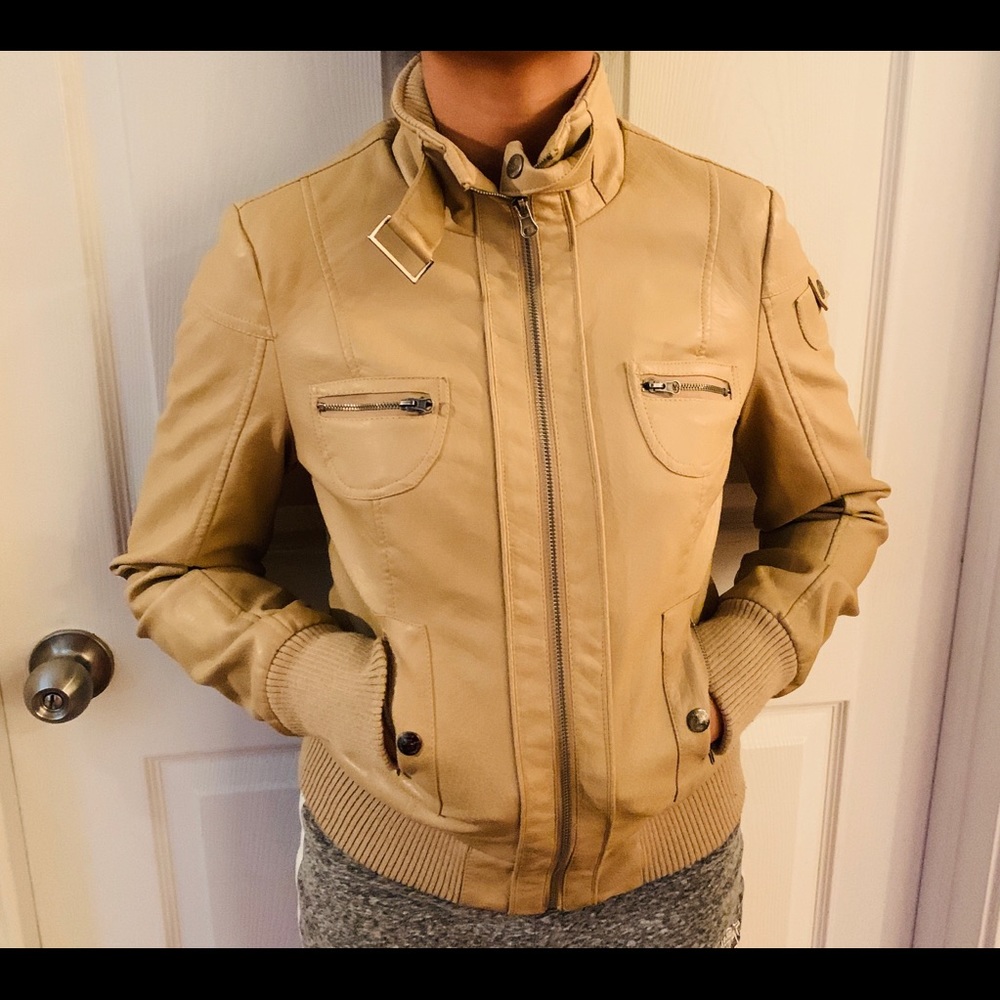 Beverly Hills Polo Club Tan Faux Leather Jacket